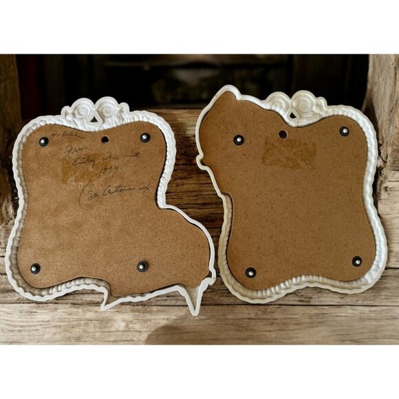 Vintage Homco Bird Wall Mirrors Set Of 2 White Framed - Picture 5 of 10